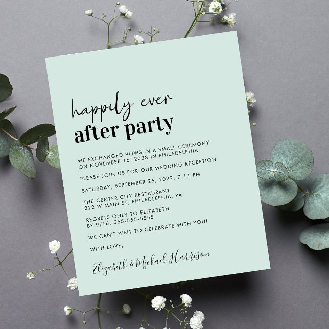 Inbjudan om mottagning av budgeterat myntbröllop (A chic and affordable Happily Ever After Party invitation)