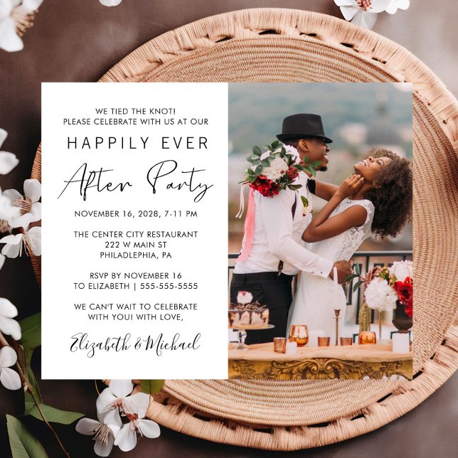 Inbjudan om mottagning av fotobröllop i chic (An affordable and elegant Happily Ever After Party invitation to celebrate with family and friends)