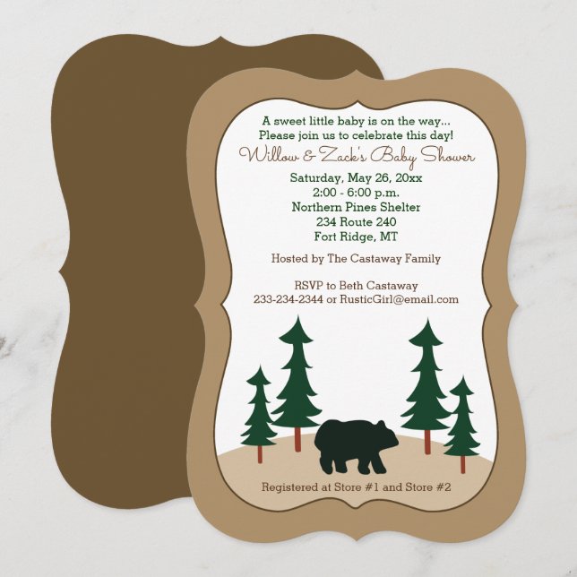 Inbjudan om nedskärning av raka björn Gräs Träd (Fram/baksida)