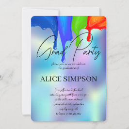 Inbjudan om regnbåge Holograf Drip Studenten