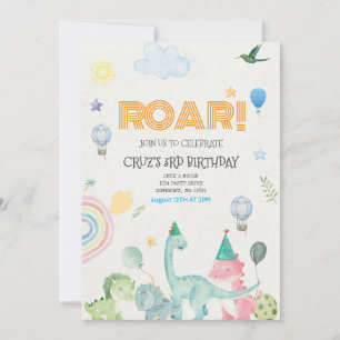 Inbjudan om rodral-dinosaure-födelsedag