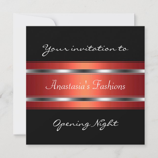 Inbjudan öppning Night Black Red Silver (Framsida)