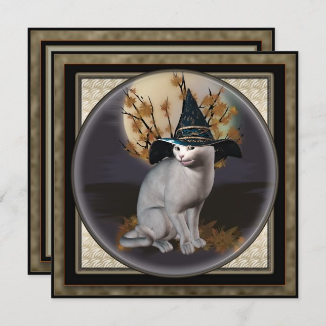 Inbjudan på Kat Halloween fest-torget (Fram/baksida)