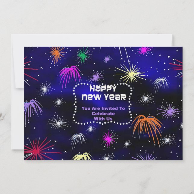 Inbjudan på nyår i fastfärgat glas (Framsida)