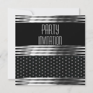 Inbjudan Party Art Deco Svart Silver Fläck