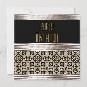 Inbjudan Party Art Deco Svart Silver Guld