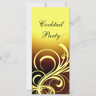 Inbjudan Party Elegant Gul Guld Brun Blommig