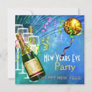 Inbjudan Party Nyårsafton Blue Guld