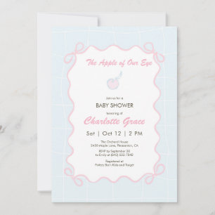 Inbjudan Pastel Blue Apple Baby Shower