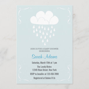 Inbjudan Pastel Blue - Rain Cloud Baby Shower