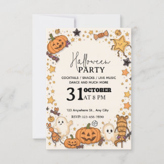 Inbjudan Pastel Cute Halloween fest - redigerbar