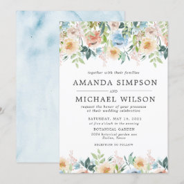 Inbjudan Pastel Garden Blommigt Elegant bröllop