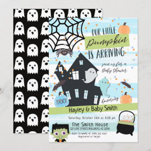 Inbjudan Pastel Halloween Watercolor Baby Shower