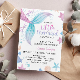 Inbjudan Pastel Little Sjöjungfru Baby Shower