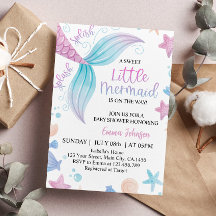 Inbjudan Pastel Little Sjöjungfru Baby Shower