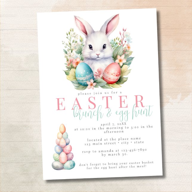 Inbjudan Pastel Påsk Brunch och Egg Hunt (Skapare uppladdad)