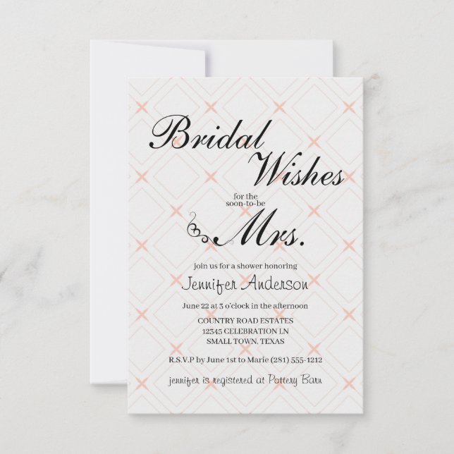 Inbjudan Pastel Peach och Cream Geometric Shower (Framsida)