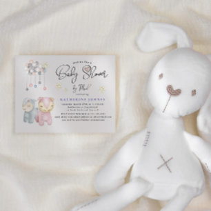 Inbjudan Pastel plush Leksak Virtuell Baby Shower