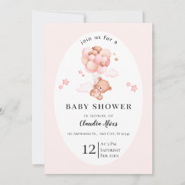 Inbjudan Pastel Rosa Blommigt Baby Shower