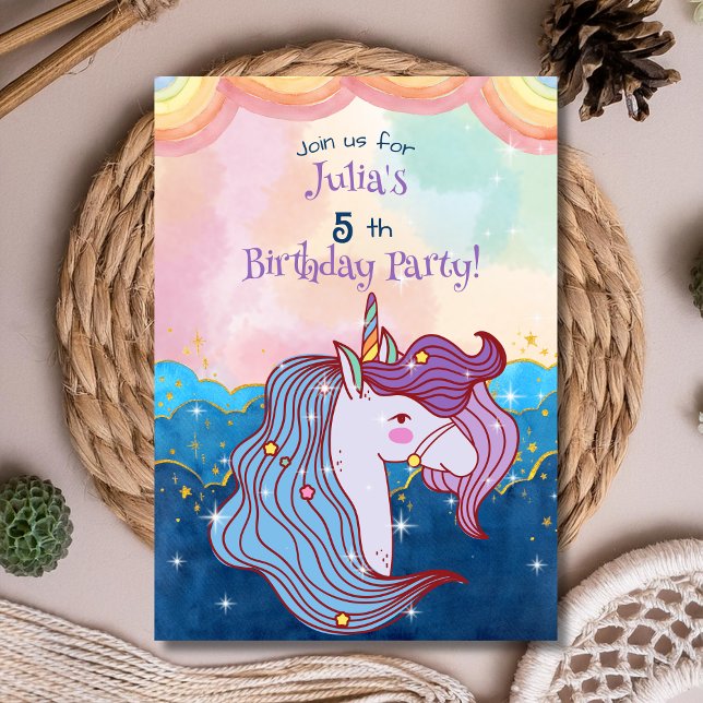 Inbjudan Pastel Unicorn Barns födelsedag (Skapare uppladdad)