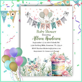 Inbjudan Pastel Watercolor Baby Shower
