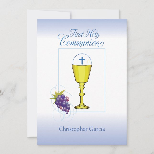 Inbjudan Personalize Namn Boy First Communion Ch (Framsida)