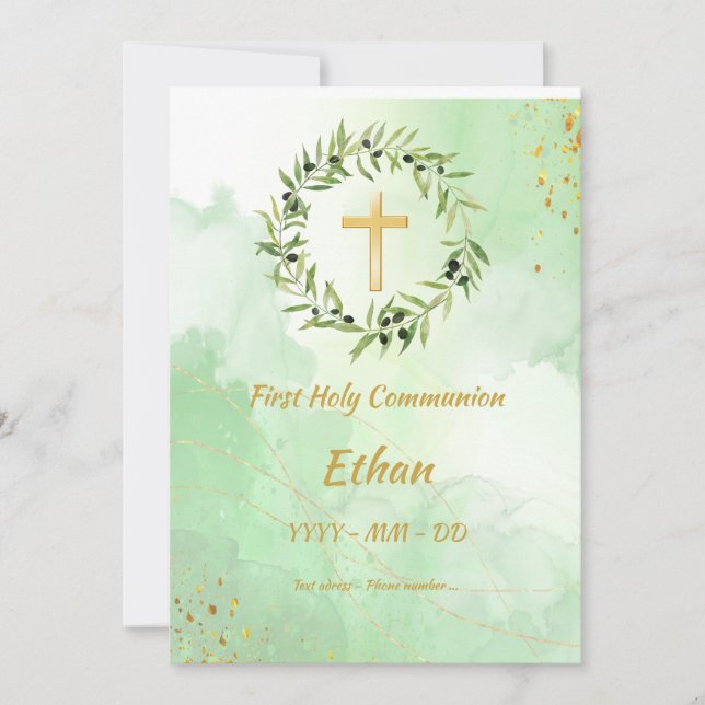 Inbjudan Première Communion - Cercle olivier (Framsida)