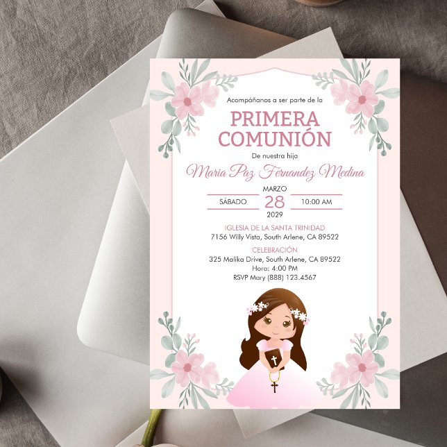 Inbjudan Primera Comunion Girl First Communion (Skapare uppladdad)
