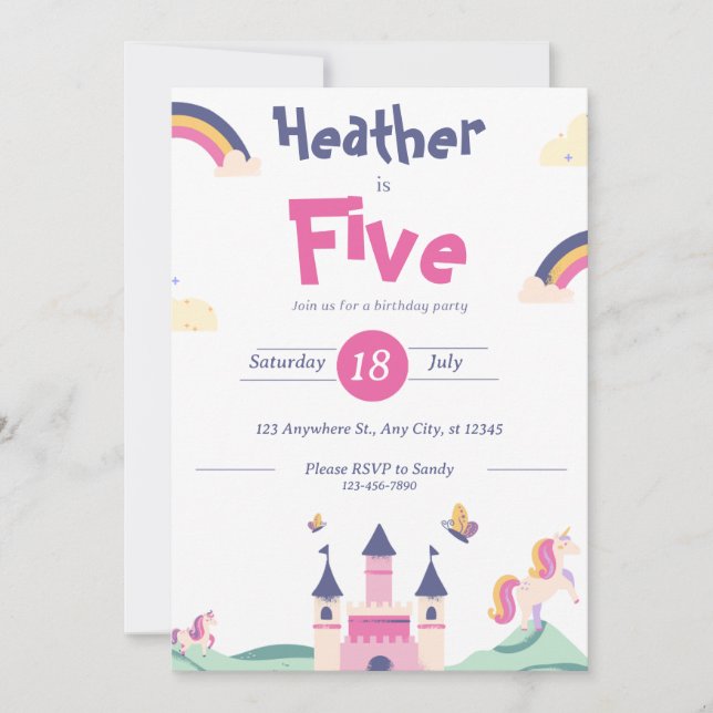 Inbjudan - Prinsess tema- Anpassa Namn Ålder (Framsida)