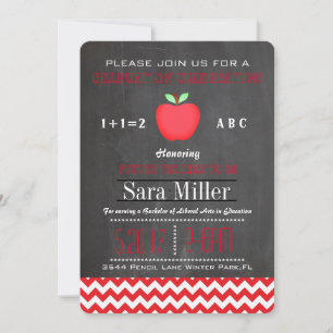 Inbjudan Red Chevron/Apple Teacher Studenten