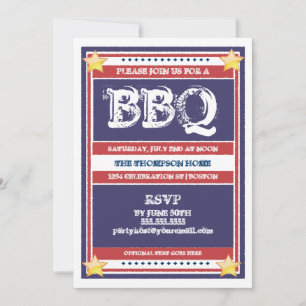 Inbjudan Red, White och Blue BBQ