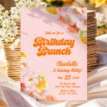 Inbjudan Retro 30års födelsedag<br><div class="desc">Blommigt Brunch & Bubly Birthday Brunch Bjudk Bjud Bjud Büthday-inbjudan i ett tema för rosa och orange färg och en reflektion.</div>