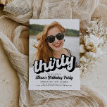 Inbjudan Retro 30års födelsedag | Trettio födelsed<br><div class="desc">Markera början på ett nytt årtionde med denna inbjudan från Retro 30års födelsedag, perfekt för en roligt och snyggt firande. Med vintage-inspirerat färg och lekfull typografi är det idealiskt för alla som vrider trettio med flust. Du kan enkelt anpassa din information om party, välja mellan storlek på många och förstklassiga...</div>