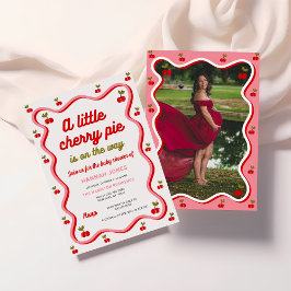 Inbjudan Retro Cherry Valentine Baby Shower