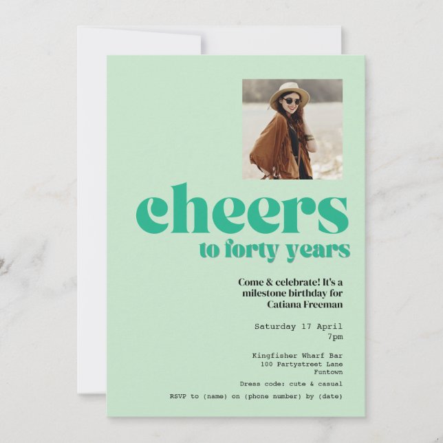 Inbjudan, Retro Sage Grönt, 40-årsdagen party Inbjudningar (Framsida)