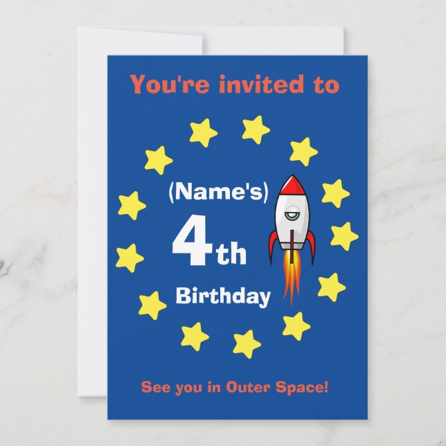Inbjudan - Rocket frakt Anpassningsbar Birthday -  (Framsida)
