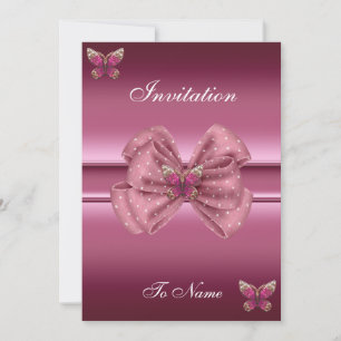 Inbjudan Rosa Fjäril Bow