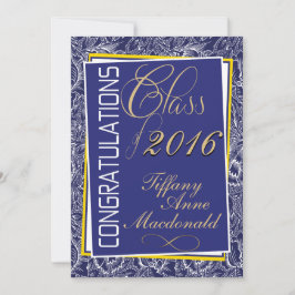 Inbjudan royal Blue och Gult 2016 Studenten
