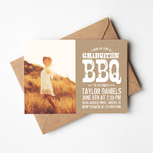 Inbjudan Rustic Kraft Studenten Photo BBQ
