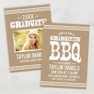 Inbjudan Rustic Kraft Studenten Photo BBQ