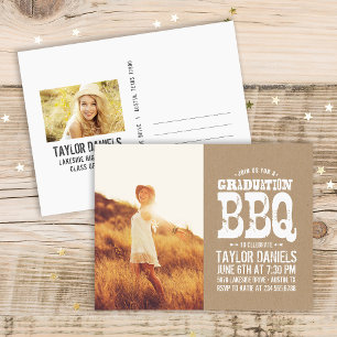 Inbjudan Rustic Kraft Studenten Photo BBQ