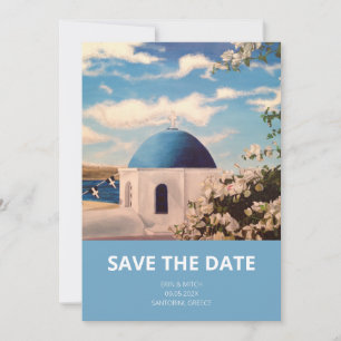Inbjudan Santorini Greece Bröllop spara datum