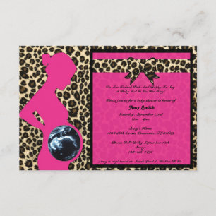 Inbjudan - Shock rosa Leopard Baby Shower Sonogram