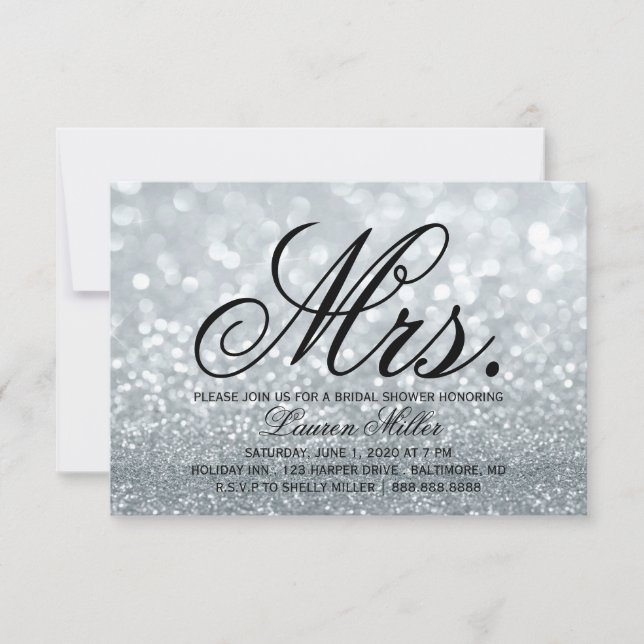 Inbjudan - Silver Glit Fab Mrs Möhippa (Framsida)