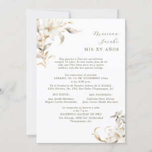 Inbjudan silver & Guld Quinceañera på spanska