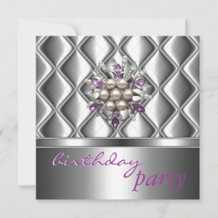 Inbjudan Silver Mauve Lila Kristall Smycke