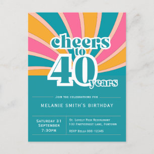 Inbjudan "Skål för 40 år", retro 40-årsdag