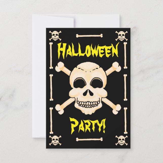 Inbjudan Skull & korsben Halloween fest (Framsida)