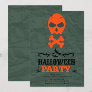 Inbjudan Skull och Crossbone Halloween fest