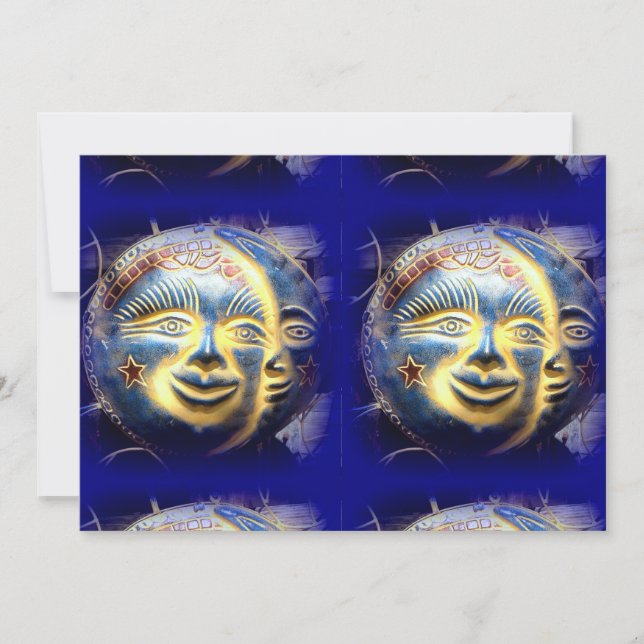 Inbjudan sol ansikte/måne ansikte (Framsida)